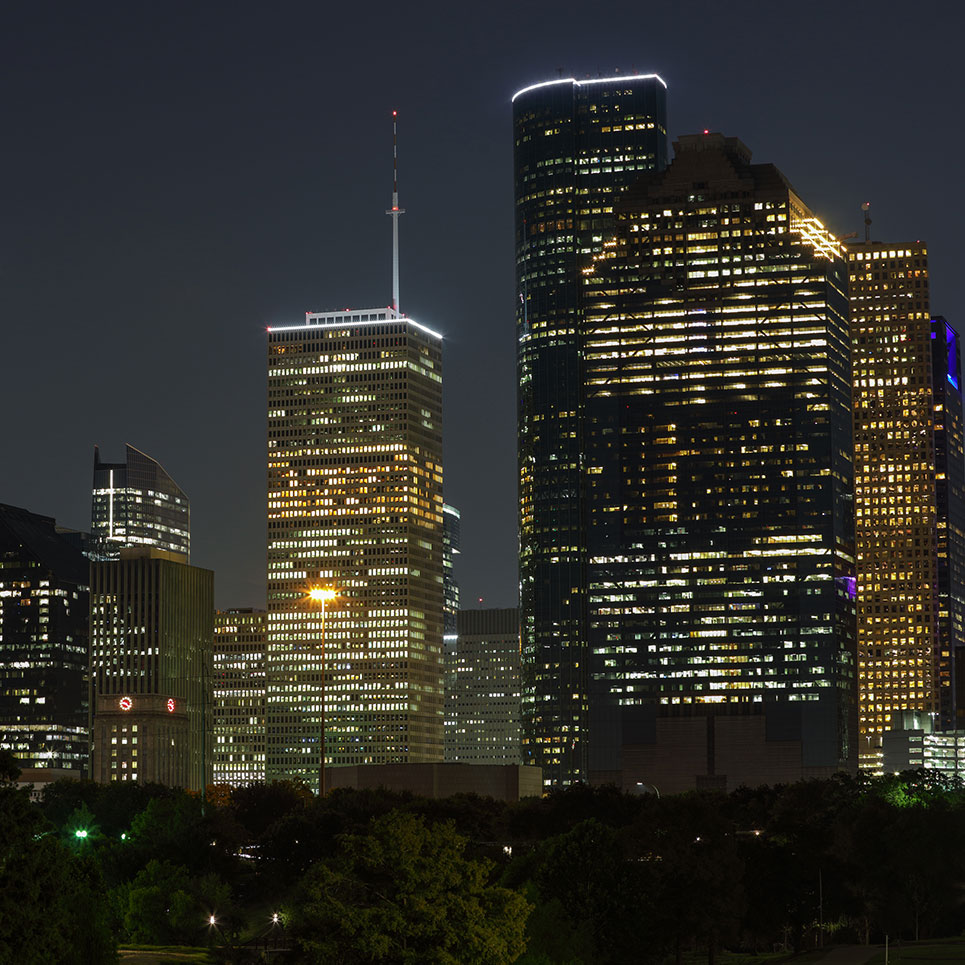 Photo of downtown Houston TX at night